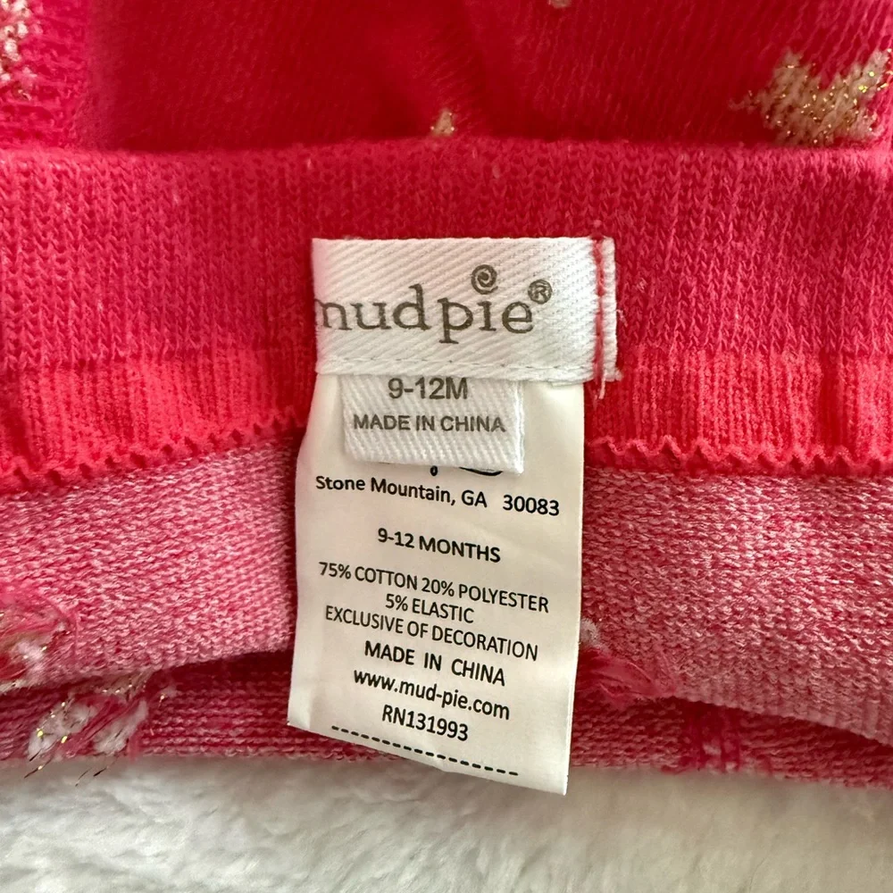 MUD PIE Dark Pink Gold Stars Baby Girl Tights 9-12 months